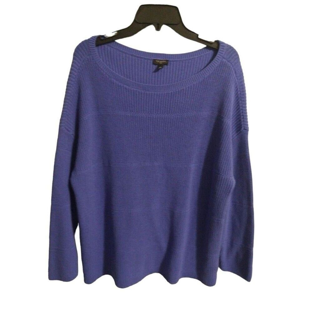 Talbots plus Long Sleeve sweater 2x Blue Boho Cozy Loganlook